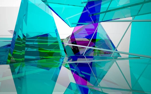 Interiér s přechodem geometrické skleněné plastiky — Stock fotografie