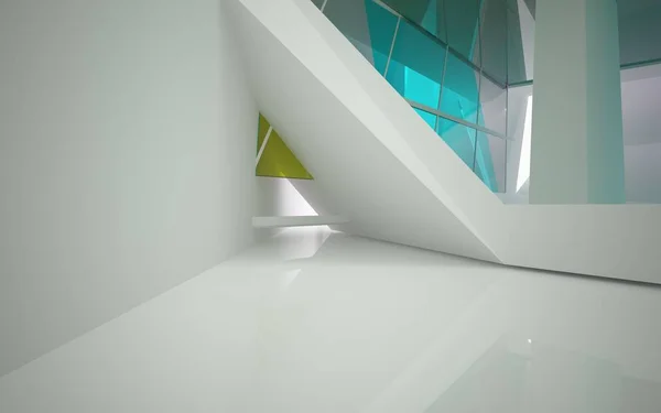 Architektonische Innenausstattung mit geometrischen Glaslinien — Stockfoto