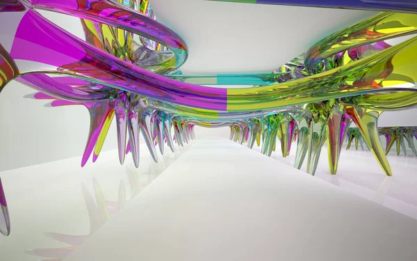 Interior arquitectónico abstracto con líneas de colores — Foto de Stock