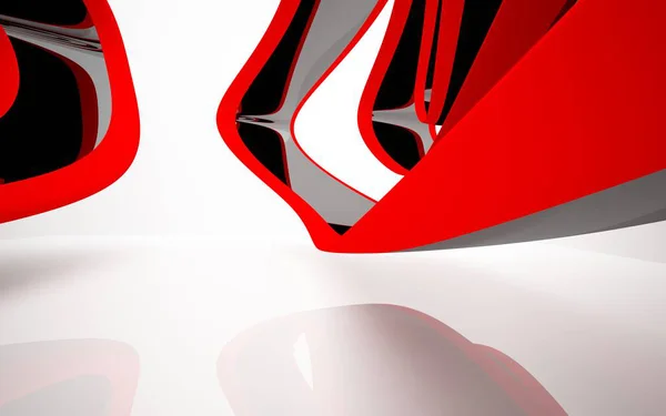 Lege abstracte concreet kamer interieur met rode glanzende lijnen — Stockfoto