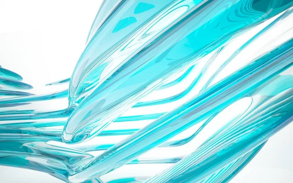 Innenraum mit Wellenobjekten aus blauem Glas — Stockfoto