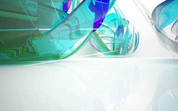 Interior com escultura de vidro colorido — Fotografia de Stock
