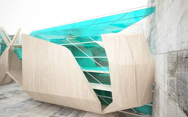 Innenraum aus Holz mit Glas und Beton — Stockfoto