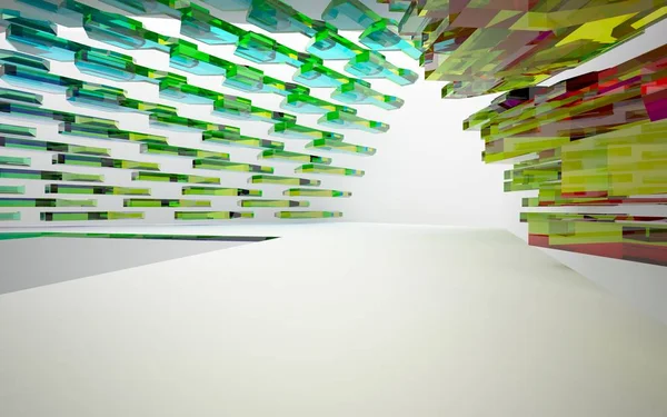 Intérieur architectural abstrait avec sculpture en verre — Photo