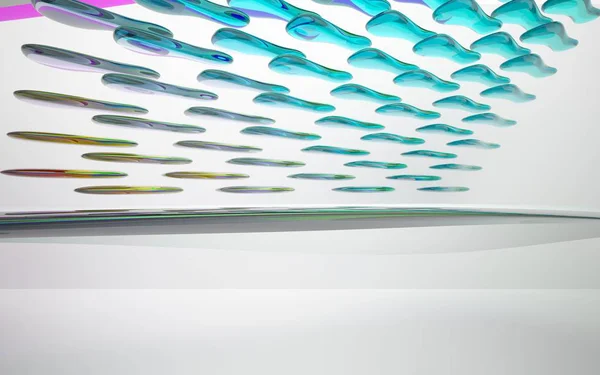 Intérieur architectural abstrait avec sculpture colorée — Photo