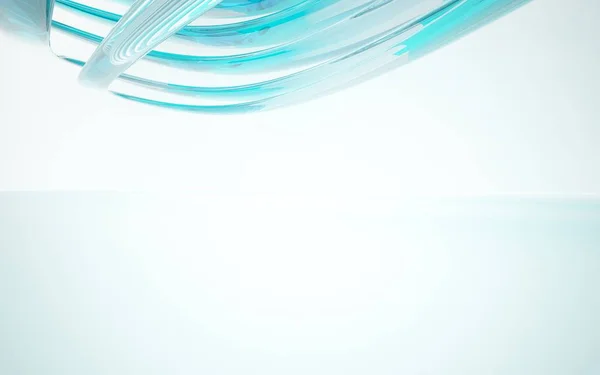 青の滑らかなオブジェクトと白のインテリア — ストック写真