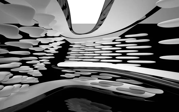 Abstraktes dynamisches Interieur mit glatten Objekten — Stockfoto