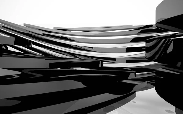 Interior alb cu obiecte netede negre — Fotografie, imagine de stoc