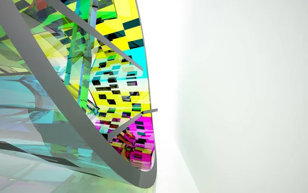 Interior arquitectónico abstracto con escultura de vidrio — Foto de Stock