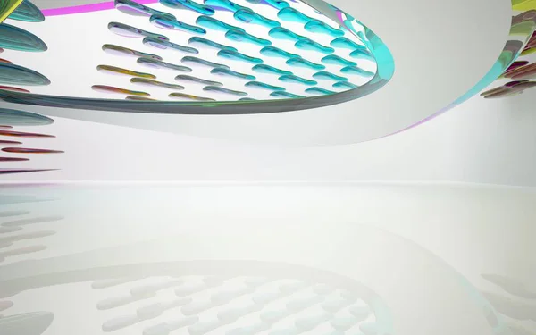 Interior arquitectónico abstracto con escultura de colores — Foto de Stock