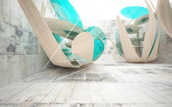 木とガラスの抽象的なインテリア — ストック写真