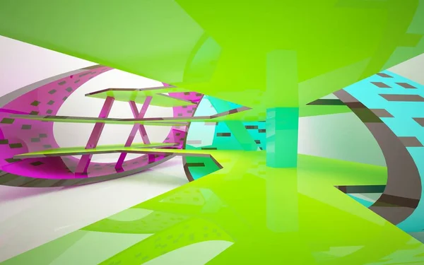 Динамический интерьер с объектами градиентного цвета — стоковое фото