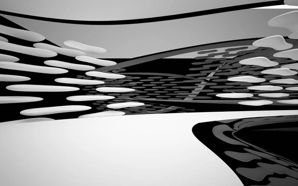 滑らかなオブジェクトと抽象的なダイナミックなインテリア — ストック写真
