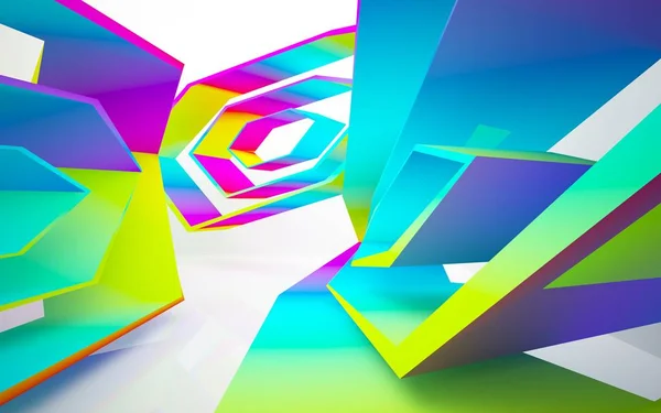 Interno dinamico astratto con oggetti colorati gradienti — Foto Stock