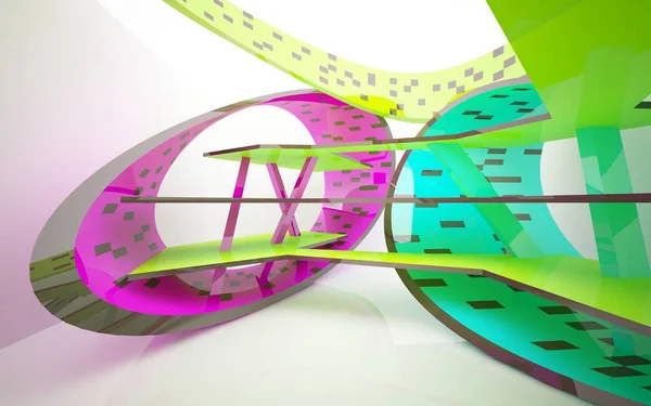 Dynamisches Interieur mit farbigen Objekten mit Farbverlauf — Stockfoto