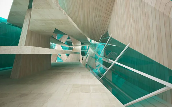 Innenraum aus Holz mit Glas und Beton — Stockfoto