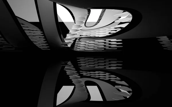 Abstraktes dynamisches Interieur mit glatten Objekten — Stockfoto