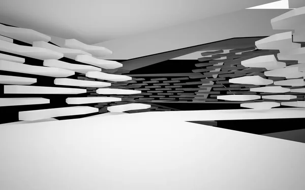 Interior abstrato do futuro com escultura brilhante — Fotografia de Stock