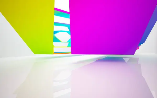 Streszczenie dynamiczne wnętrze z gradientu kolorowe obiekty — Zdjęcie stockowe