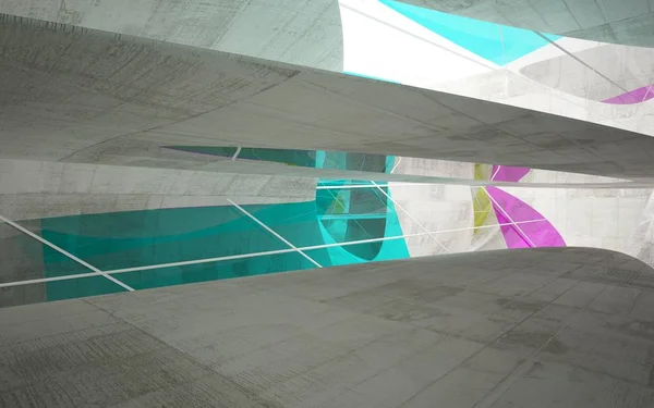 Interieur met gekleurde glazen sculptuur — Stockfoto