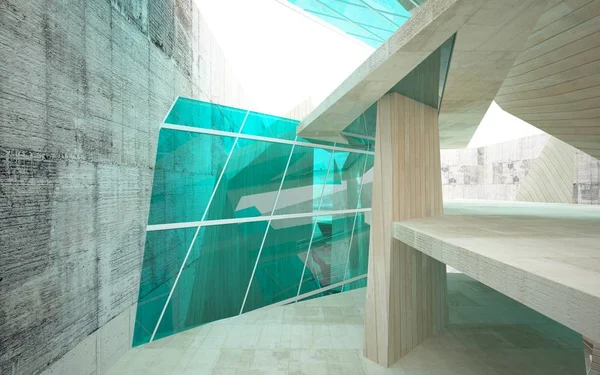 Iç cam ve beton ile ahşap — Stok fotoğraf