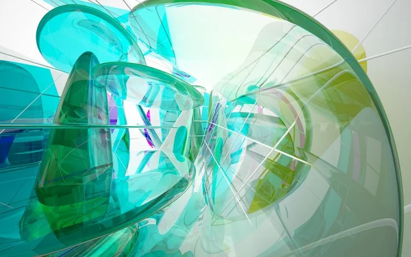 Interior con escultura de vidrio de colores — Foto de Stock