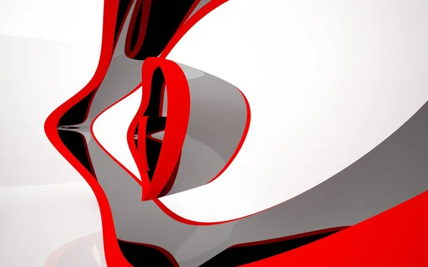 Tom abstrakt konkreta rummet interiören med röda glänsande linjer — Stockfoto