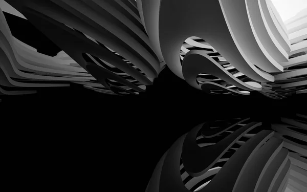 Белый интерьер с черными гладкими объектами — стоковое фото