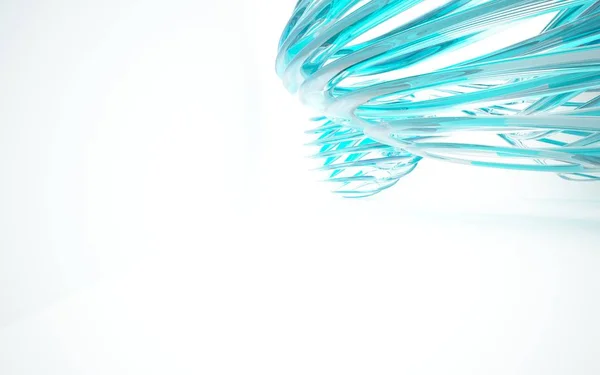 Intérieur blanc avec des objets lisses bleus — Photo