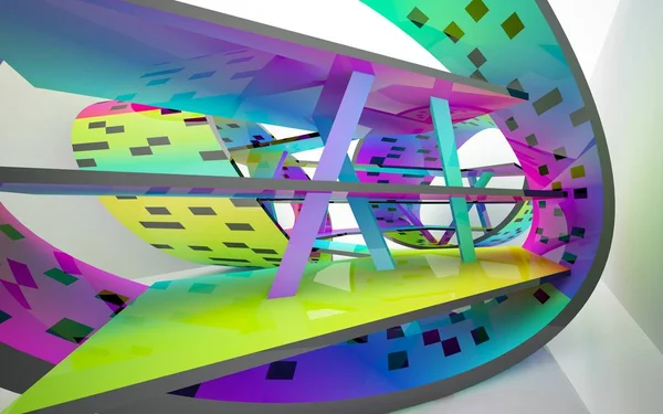 Interior dinâmico abstrato com objetos coloridos — Fotografia de Stock
