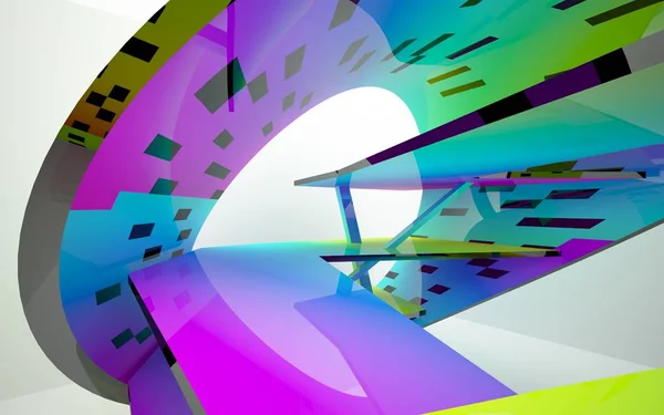 Interior dinámico abstracto con objetos de colores — Foto de Stock