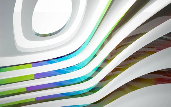 Interior branco com objetos coloridos gradiente — Fotografia de Stock