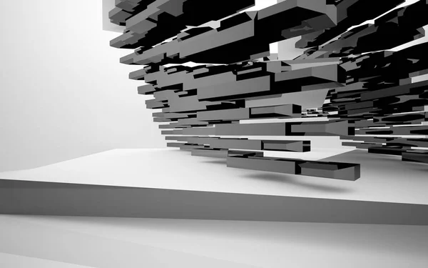 Interior abstracto del futuro con escultura brillante — Foto de Stock