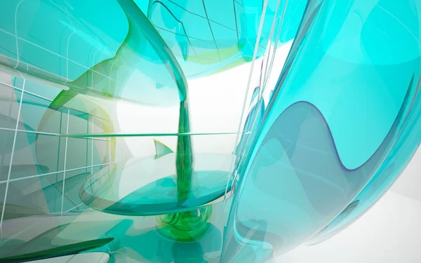 Interior con escultura de vidrio de colores — Foto de Stock