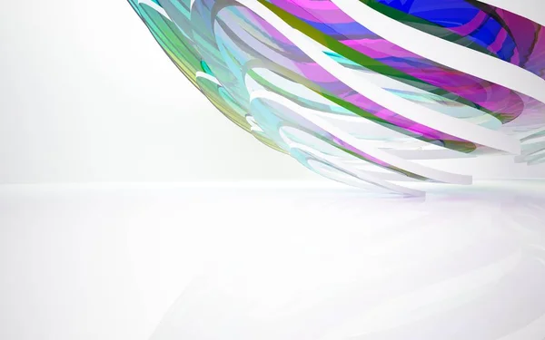 Белый интерьер с цветными гладкими объектами — стоковое фото