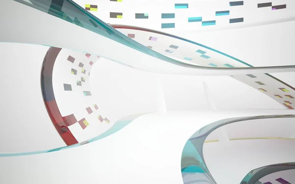Abstract architectuur interieur met gekleurde beeldhouwwerk — Stockfoto