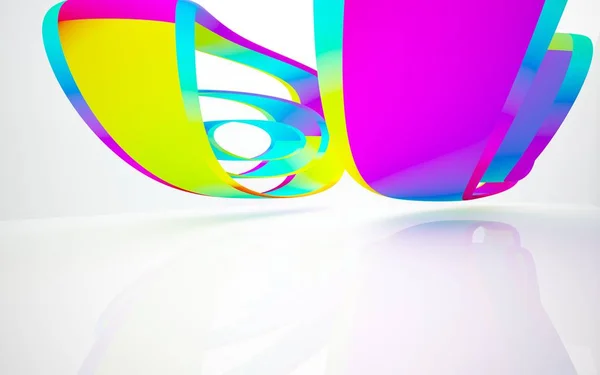 Wit interieur met kleurrijke glad objecten — Stockfoto