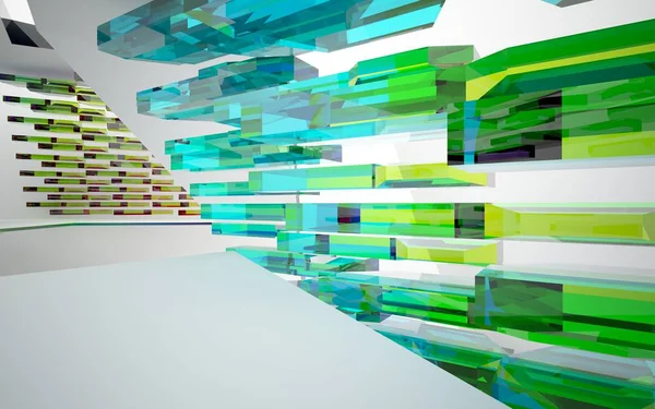Interior arquitetônico abstrato com escultura de vidro — Fotografia de Stock