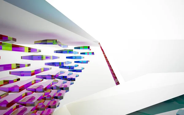 Abstraktní architektonické interiér s skleněnou plastiku — Stock fotografie