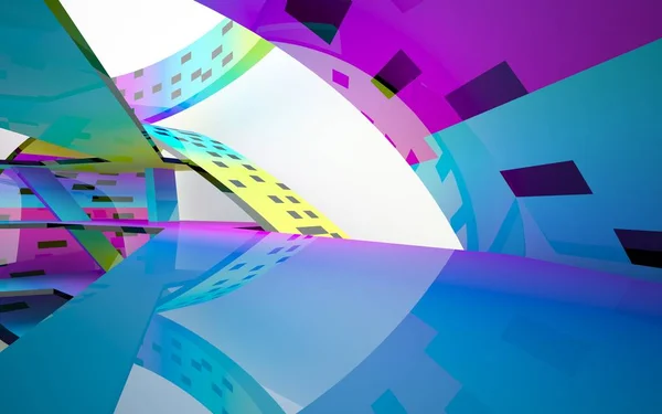 Абстрактный динамический интерьер с цветными объектами — стоковое фото
