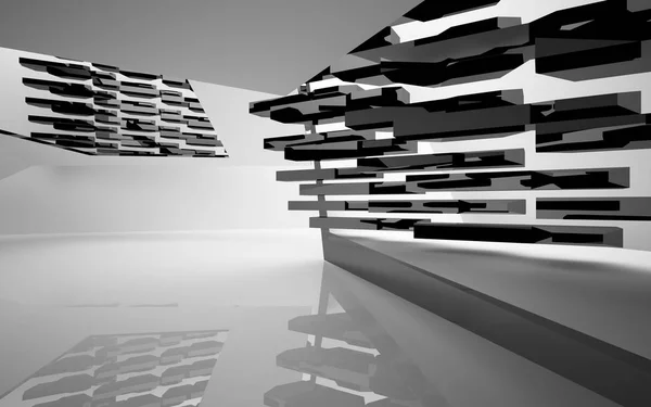 Abstrakta interiören i framtiden med glänsande skulptur — Stockfoto