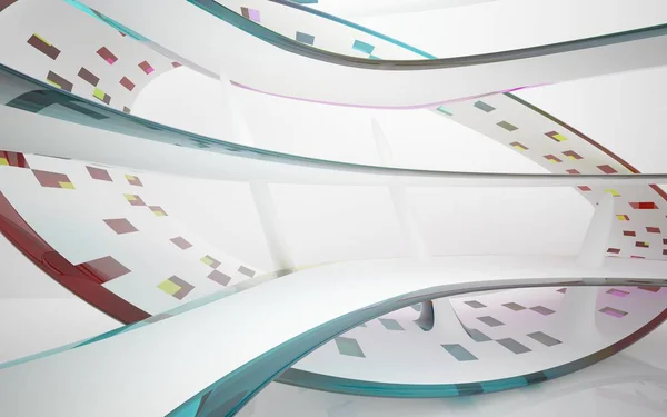 Abstract architectural interior with colored sculpture — Stock Photo, Image