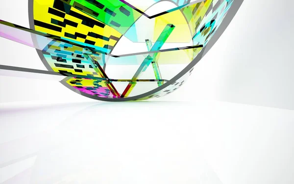 Abstraktes architektonisches Interieur mit Glasskulptur — Stockfoto