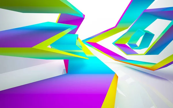 Abstraktní dynamické interiér s přechodem barevných objektů — Stock fotografie