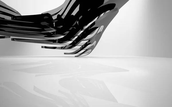 Weißes Interieur mit schwarzen glatten Objekten — Stockfoto