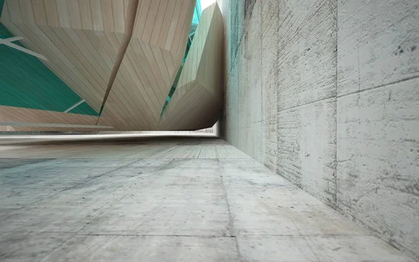 Interiören i trä med glas och betong — Stockfoto