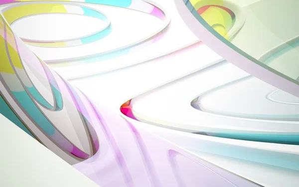 Wit interieur met kleurrijke glad objecten — Stockfoto