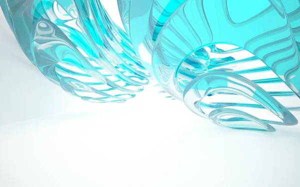 Interior blanco con objetos lisos azules — Foto de Stock