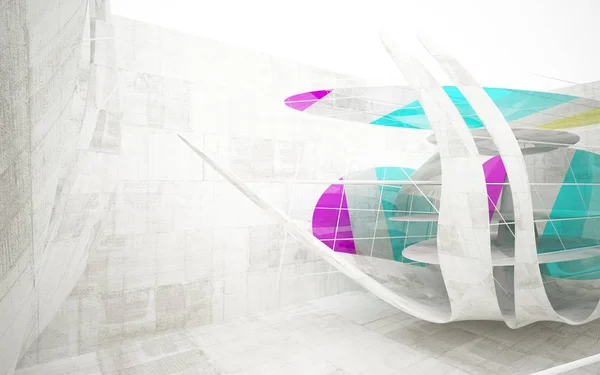 Innenraum mit farbiger Glasskulptur — Stockfoto