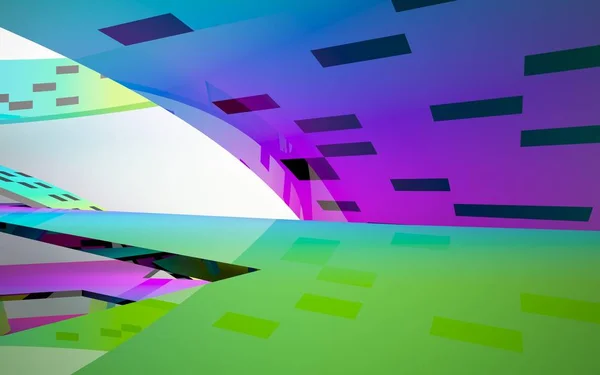 Abstrakta dynamiska interiör med färgade objekt — Stockfoto